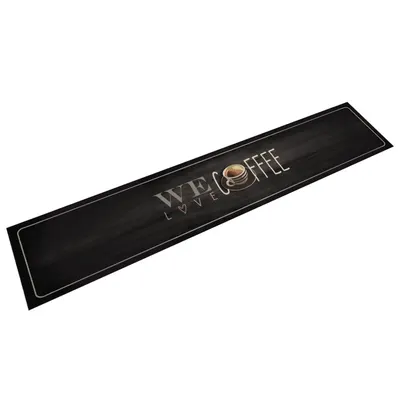 vidaXL Covor de bucătărie lavabil, text Coffee, 60x300 cm, catifea