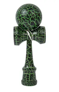 UB Kendama profesionala din lemn 18 cm model clasic cu design crapat culoare Verde/Negru