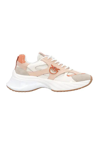 Pantofi sport cu detalii de piele intoarsa - Piersica/Alb murdar