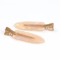 Set 2 agrafe par elegante cu finisaj sidefat si prindere metalica aurie