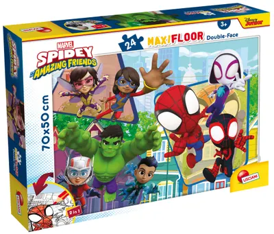 Puzzle cu două fețe Lisciani de colorat din 24 piese - Spidey