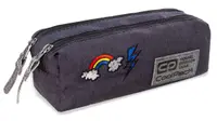 Penar scolar dreptunghiular Cool Pack Edge - Sparkling Badges, Grey, cu 2 fermoare