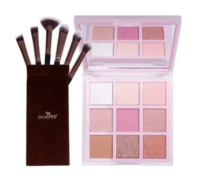 Set Machiaj, SensoPro Milano, Valentine Eyes, Paleta Fard si Pensule Machiaj
