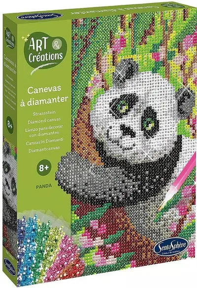 Kit creativ Sentosphere – Panda, pânză cu pietricele colorate