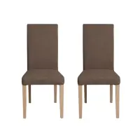 Set 2 scaune living TEO, picioare lemn natur, stofa maro, 46x60x98 cm