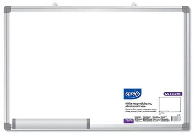 Tablă magnetică albă cu ramă din aluminiu Spree - 120 х 240 cm