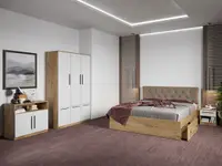 Set dormitor complet Stejar Auriu cu comoda - Madrid - C66
