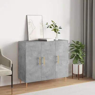 vidaXL Dulap, gri beton, 90x34x80 cm, lemn compozit