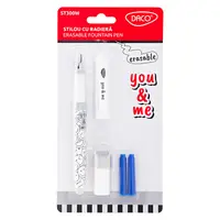 Stilou cu radiera Daco You&Me alb + 2 rezerve + dispozitiv curatare