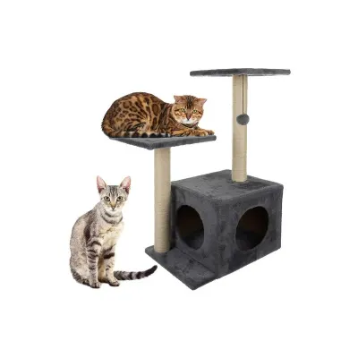 Ansamblu de joaca pentru pisici, 4 etaje, jucarie inclusa, inaltime 71 cm