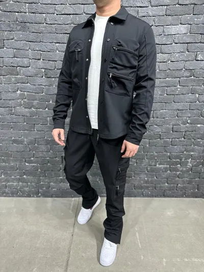 Trening Relaxed Fit Zippers Black Tras192(006) (mărime: S)