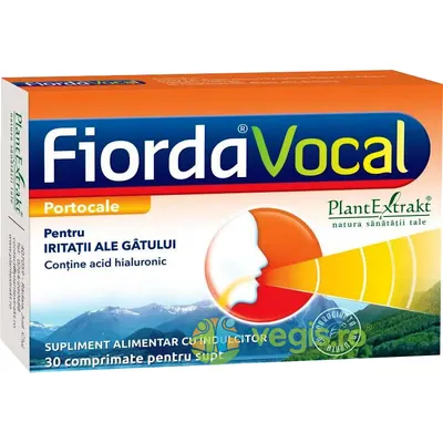 Fiorda Vocal pentru Iritatiile Gatului cu Aroma de Portocale 30cpr