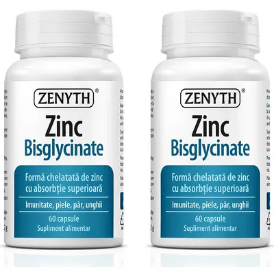 Pachet Zinc Bisglycinate (Zinc Bisglicinat) 60cps + 60cps