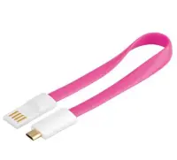 Cablu USB 2.0 la micro USB-B cu magnet, 0.2m Roz*
