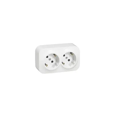 Priza dubla 16 A - 250 VA, Schuko 2 x 2P+T cu protec?ie pentru copii, alb
