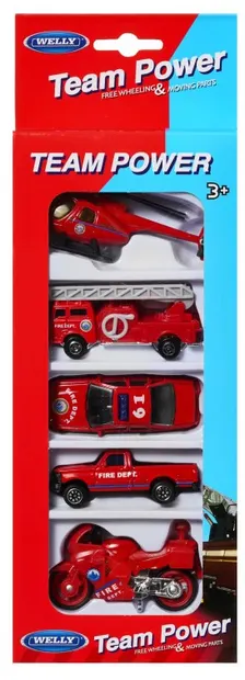 Set pentru joc Welly Team Power - Stație de pompieri, 5 piese