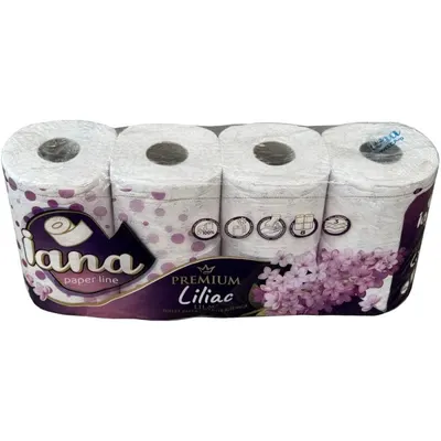 Hartie Igienica Iana Premium, Liliac, 3 Straturi, 8 Role, 19 m, 145 Foi, Elcadis