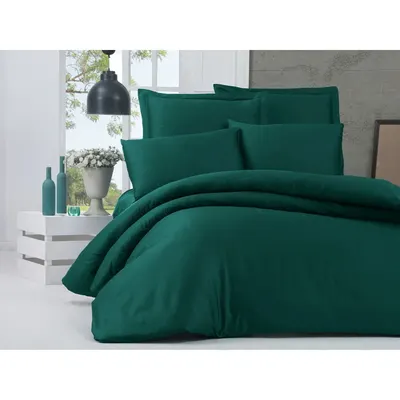 Lenjerie de pat din bumbac satinat Alisa, 140 x 200 cm, verde