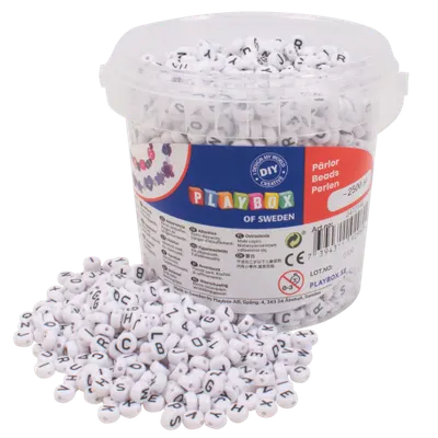 Set 2500 de margele rotunde plate de insirat cu litere, diametru 7.5 mm