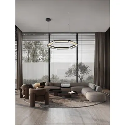 Lampa suspendata APNEA Triac Dimabil Nisipiu Negru & Auriu Metal Gri Sticla LED 61 Wat 220-240 Volt 6646Lm 3000K IP20