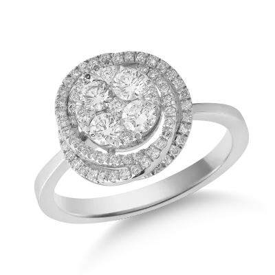 Inel din aur alb de18K cu diamante de 0.65ct