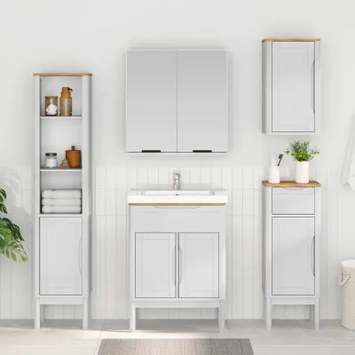 vidaXL Dulap de Baie FLORO Alb 35 x 30 x 90 cm Lemn de pin masiv