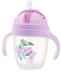 Pahar cu paie care nu se varsa Babyono - Be Active, 240 ml, Pink