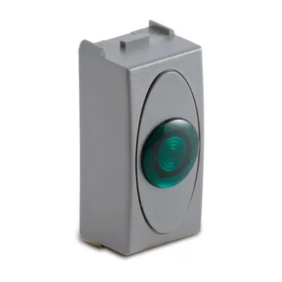 Priza cu lampa lumina verde de usa, 1modul, 220V, argintie
