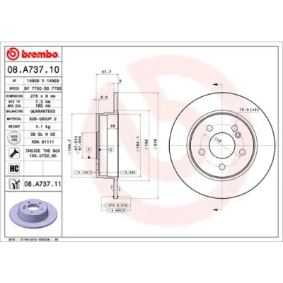 Disc frana BREMBO 08.A737.11