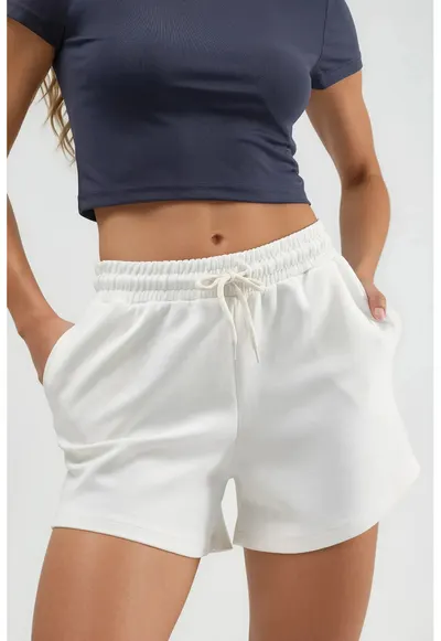 Pantaloni scurti dama - Alb - Modal
