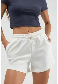 Pantaloni scurti dama - Alb - Modal