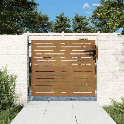 Gossi poarta pentru gradina, 85x100 cm, otel corten, dreptunghiuri