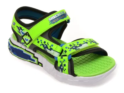 Sandale SKECHERS verzi, MEGA-SPLASH 4K, din piele ecologica