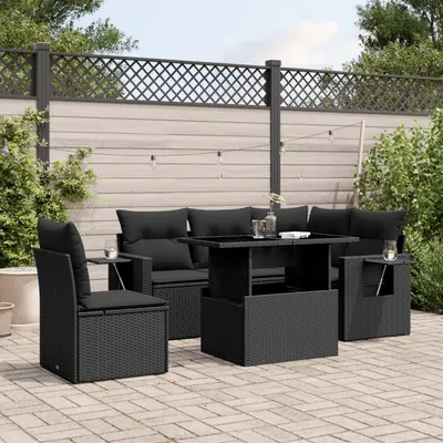 Gossi set mobilier de gradina cu perne, 6 piese, negru, poliratan