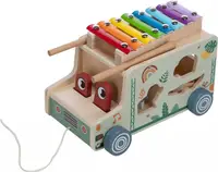 Jucărie de tragere din lemn Freeon Free2Play - Un camion cu animale și un pian