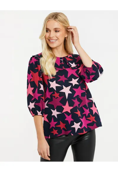 Bluza cu model si guler Peter Pan Humbug 3947 - Negru
