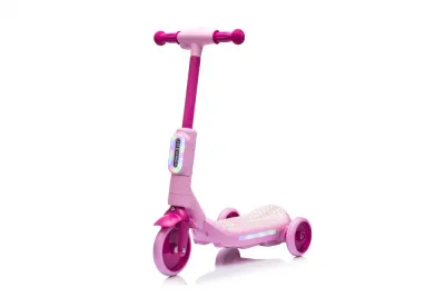 Trotineta electrica cu aburi si lumini pentru copii, cu 3 roti, stabila, Kinderauto Aquamist, 30W, 6V 4.5Ah, roz