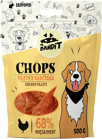 Recompense pentru caini Mr. Bandit CHOPS, pui, 500g