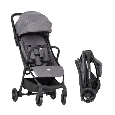 Carucior sport, Petite&Mars, Pax Ultimate, Compact - 7 kg, Spatar ajustabil, Suport picioare reglabil, Pliere tip carte, 6-36 luni, Pana la 22 kg, Gri