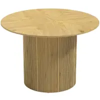 HOMCOM Masă de dining rotundă modernă pentru 4-6 persoane, masă de bucătărie de 110 cm cu bază cilindrică canelată, Stejar | Aosom Romania