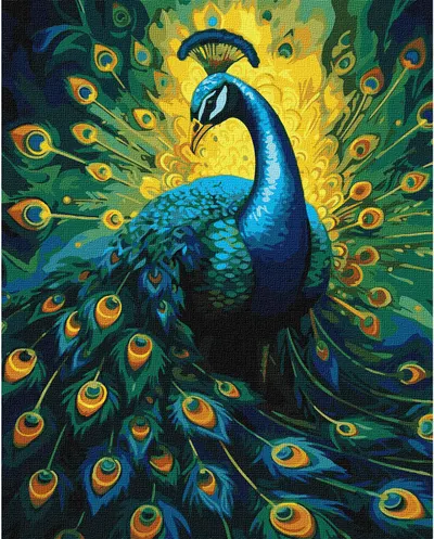 Set pentru pictură după numere Ideyka - Păun, 40 x 50 cm
