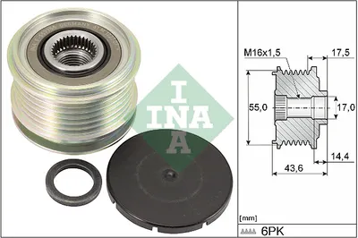 Fulie Alternator Mercedes Citan (415), Citan Mixto (415); Audi A6; Dacia Dokker, Dokker Express, Duster, Lodgy, Logan, Logan Express, Logan Ii, Logan Mcv, Logan Mcv Ii, Sandero 0.9-2.0 Dupa 1996