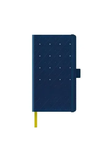 Agenda nedatata A5 Castelli, coperta rigida bleumarin/argintiu, elastic bleumarin, dictando ivory, cutie eleganta neagra