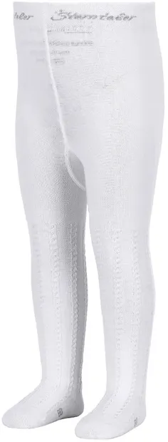 Colanți figurați din bumbac pentru copii Sterntaler - Impletitură, 62 cm, 3-4 luni, alb