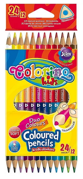 Creioane colorate cu doua capete Colorino Kids - Triunghiular, 24 de culori