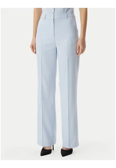Pantaloni dama - Albastru - talie inalta - croiala regular fit - material moale