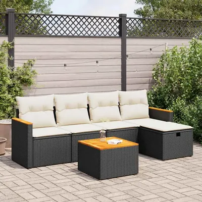 Gossi set mobilier de gradina cu perne, 6 piese, negru, poliratan