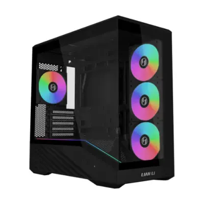 Carcasa Lian Li Vector V100R MINI V100RMIX, Mini Tower, Sticla securizata, 4x Ventilatoare ARGB incluse (Negru)