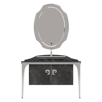 Set mobilier baie Pierre Cardin Venus 3 piese negru-argintiu 120 cm