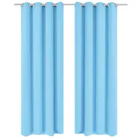 Gossi draperii opace cu ocheti metalici, 2 buc, 135 x 175 cm, turcoaz